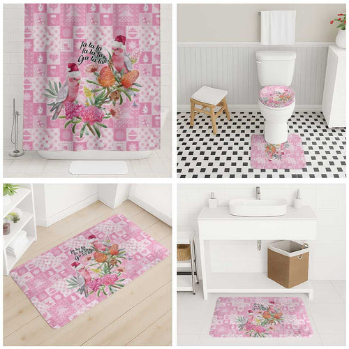 Sweet Pink Cockatoo’s Aussie Santa Bathroom Set Australia Christmas Vibes - Aussie Hoodie