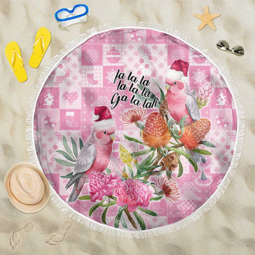 Sweet Pink Cockatoo’s Aussie Santa Beach Blanket Australia Christmas Vibes - Aussie Hoodie