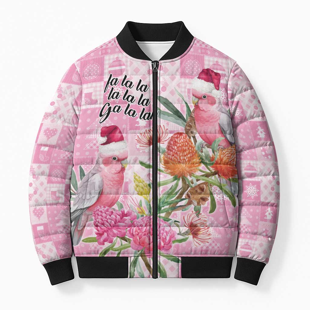 Sweet Pink Cockatoo’s Aussie Santa Bomber Puffer Jacket Australia Christmas Vibes - Aussie Hoodie
