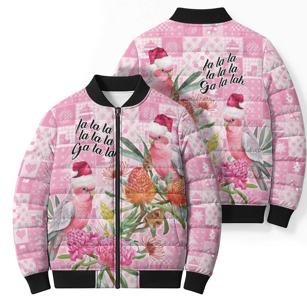 Sweet Pink Cockatoo’s Aussie Santa Bomber Puffer Jacket Australia Christmas Vibes - Aussie Hoodie