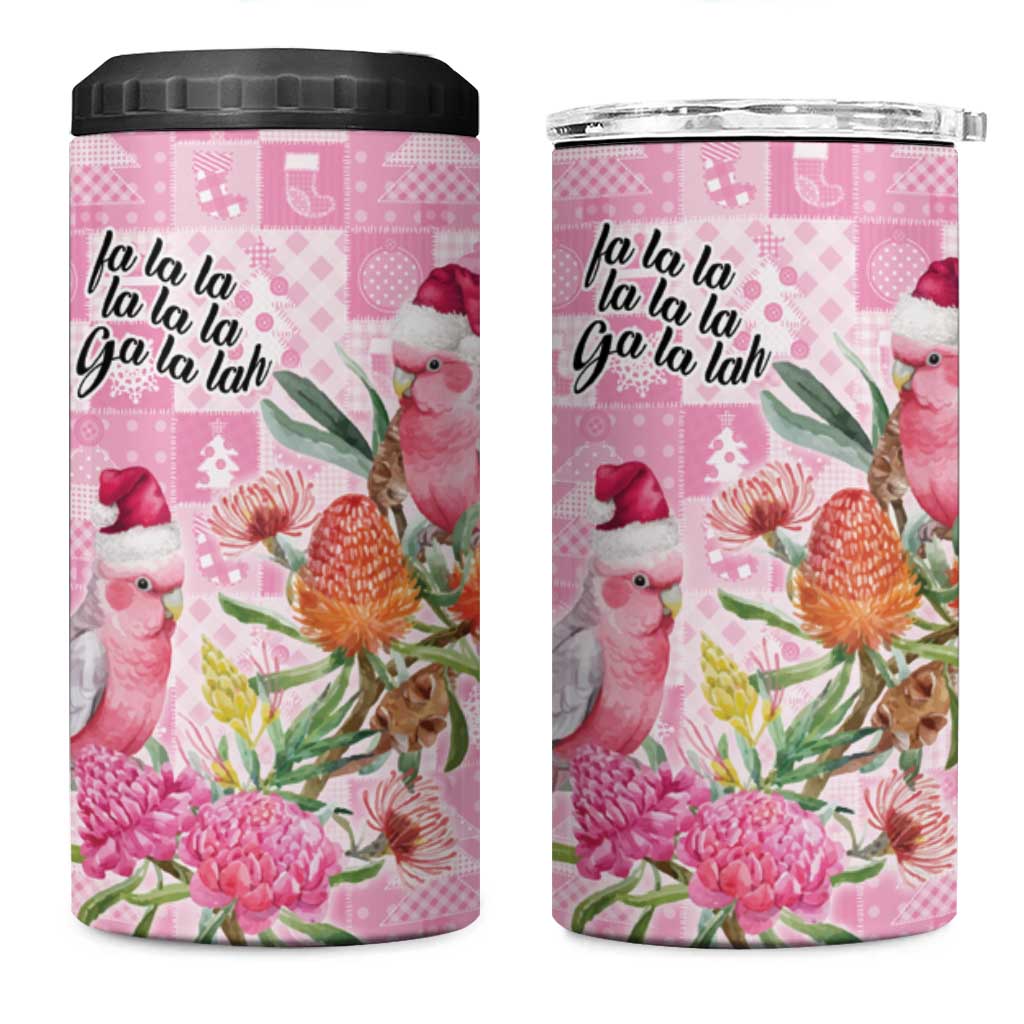 Sweet Pink Cockatoo’s Aussie Santa 4 in 1 Can Cooler Tumbler Australia Christmas Vibes - Aussie Hoodie