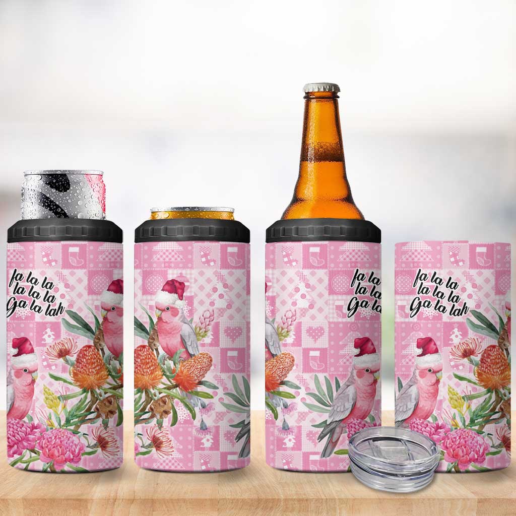 Sweet Pink Cockatoo’s Aussie Santa 4 in 1 Can Cooler Tumbler Australia Christmas Vibes - Aussie Hoodie