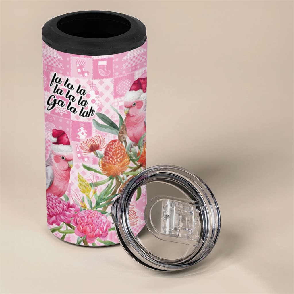 Sweet Pink Cockatoo’s Aussie Santa 4 in 1 Can Cooler Tumbler Australia Christmas Vibes - Aussie Hoodie