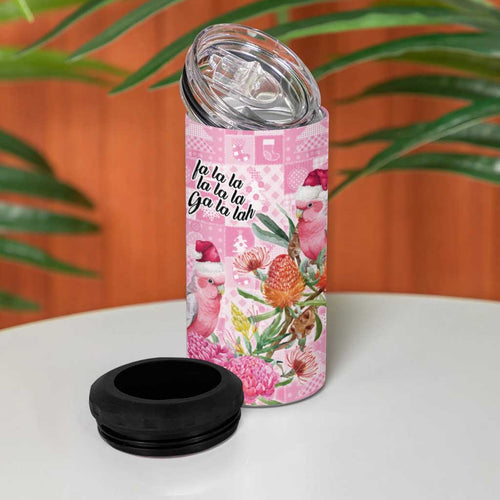Sweet Pink Cockatoo’s Aussie Santa 4 in 1 Can Cooler Tumbler Australia Christmas Vibes - Aussie Hoodie