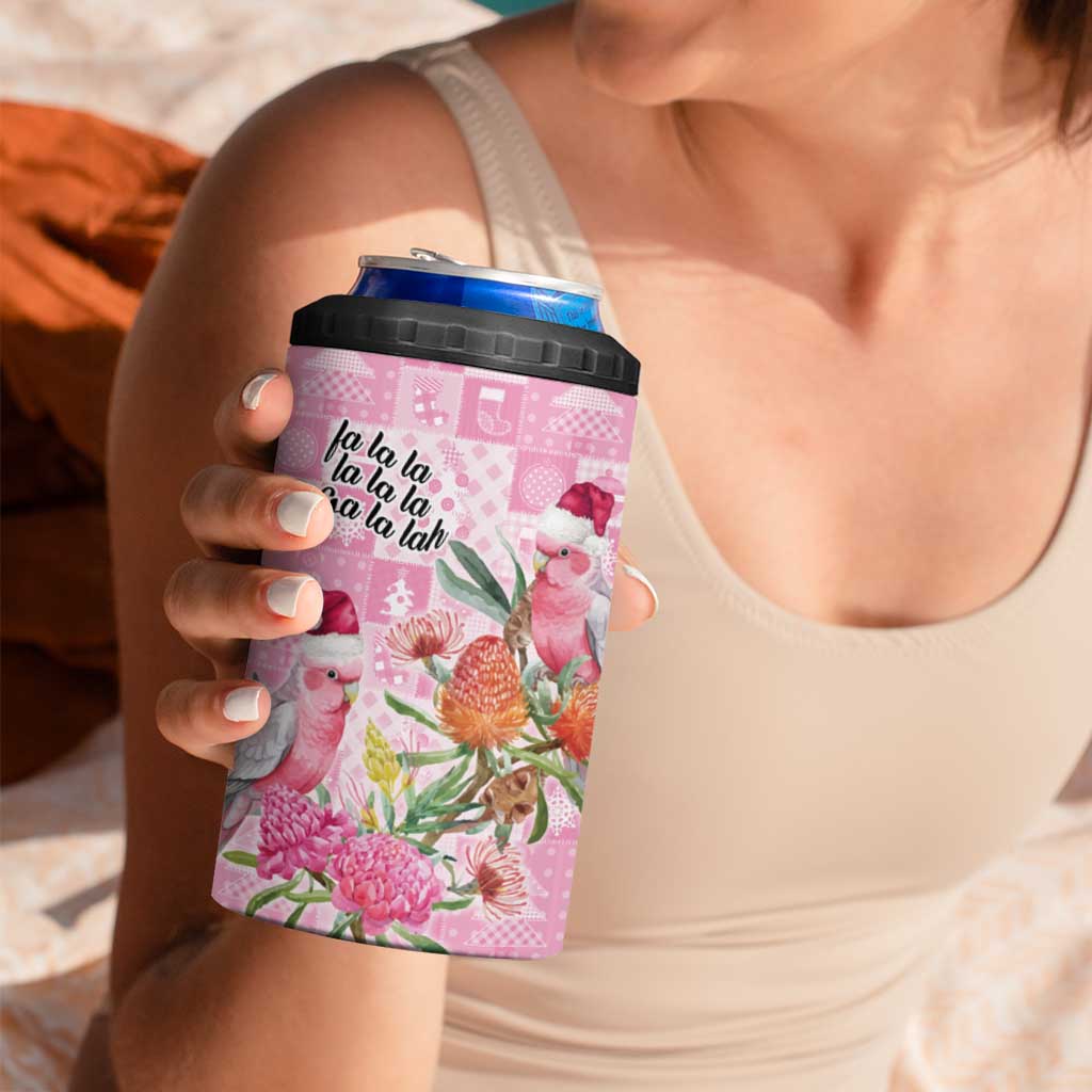 Sweet Pink Cockatoo’s Aussie Santa 4 in 1 Can Cooler Tumbler Australia Christmas Vibes - Aussie Hoodie