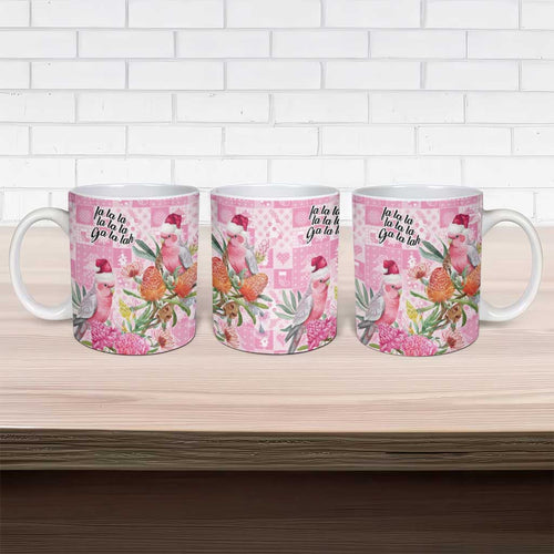 Sweet Pink Cockatoo’s Aussie Santa Ceramic Mug Australia Christmas Vibes - Aussie Hoodie
