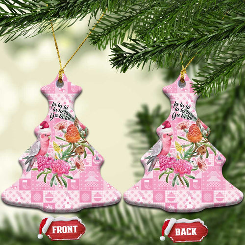 Sweet Pink Cockatoo’s Aussie Santa Ceramic Ornament Australia Christmas Vibes - Aussie Hoodie