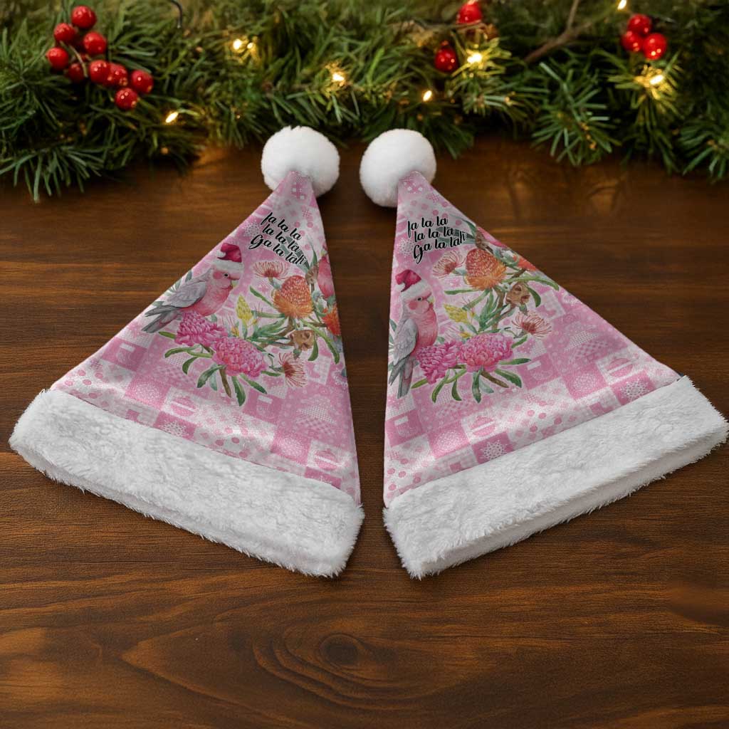 Sweet Pink Cockatoo’s Aussie Santa Christmas Santa Hat Australia Christmas Vibes - Aussie Hoodie