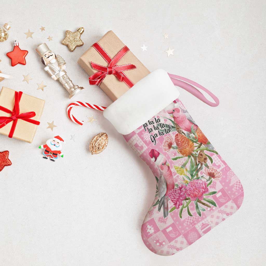 Sweet Pink Cockatoo’s Aussie Santa Christmas Stocking Australia Christmas Vibes - Aussie Hoodie