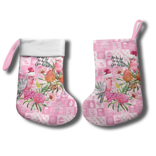 Sweet Pink Cockatoo’s Aussie Santa Christmas Stocking Australia Christmas Vibes - Aussie Hoodie
