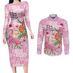 Sweet Pink Cockatoo’s Aussie Santa Couples Matching Long Sleeve Bodycon Dress and Long Sleeve Button Shirt Australia Christmas Vibes - Aussie Hoodie