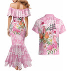 Sweet Pink Cockatoo’s Aussie Santa Couples Matching Mermaid Dress and Hawaiian Shirt Australia Christmas Vibes - Aussie Hoodie