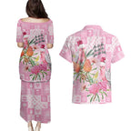Sweet Pink Cockatoo’s Aussie Santa Couples Matching Puletasi and Hawaiian Shirt Australia Christmas Vibes - Aussie Hoodie