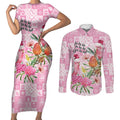 Sweet Pink Cockatoo’s Aussie Santa Couples Matching Short Sleeve Bodycon Dress and Long Sleeve Button Shirt Australia Christmas Vibes - Aussie Hoodie