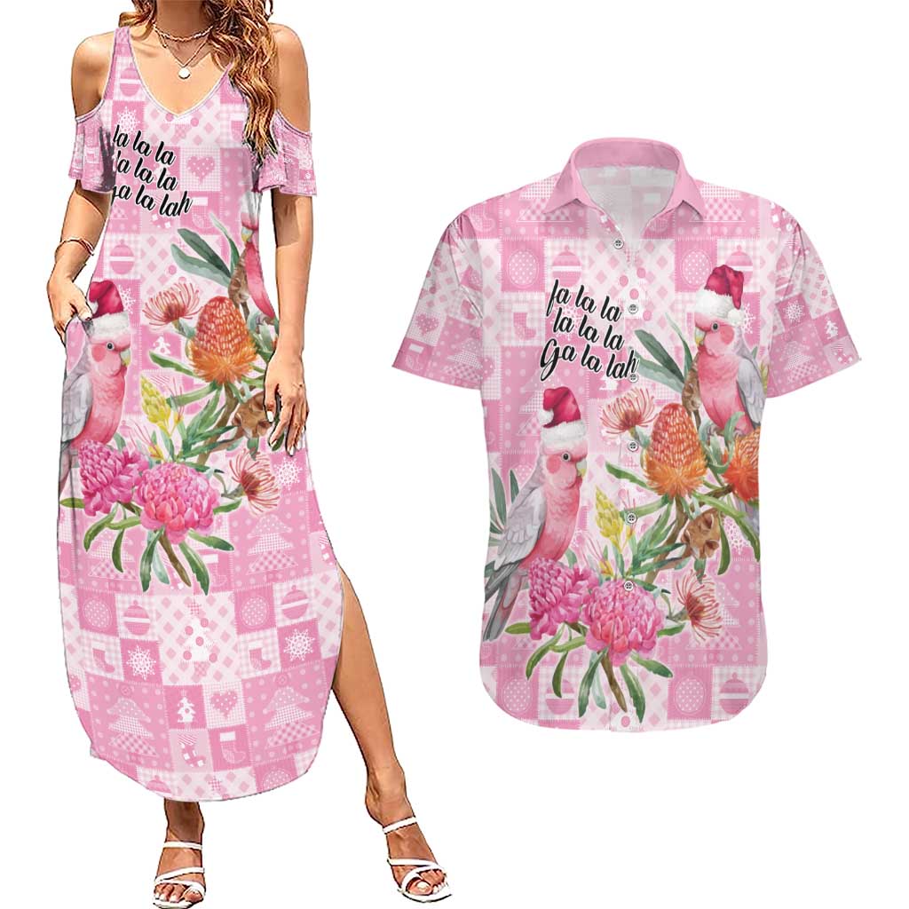 Sweet Pink Cockatoo’s Aussie Santa Couples Matching Summer Maxi Dress and Hawaiian Shirt Australia Christmas Vibes - Aussie Hoodie