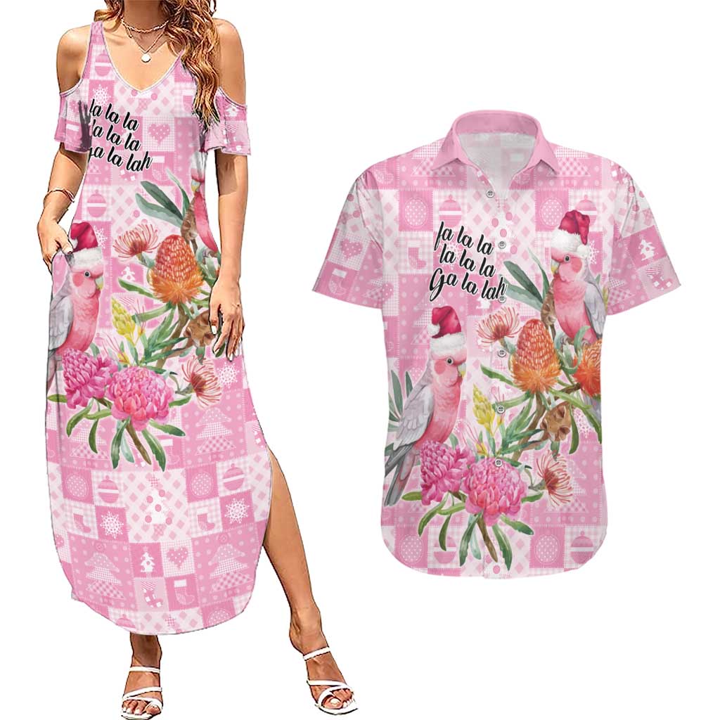 Sweet Pink Cockatoo’s Aussie Santa Couples Matching Summer Maxi Dress and Hawaiian Shirt Australia Christmas Vibes - Aussie Hoodie