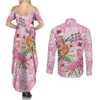 Sweet Pink Cockatoo’s Aussie Santa Couples Matching Summer Maxi Dress and Long Sleeve Button Shirt Australia Christmas Vibes - Aussie Hoodie