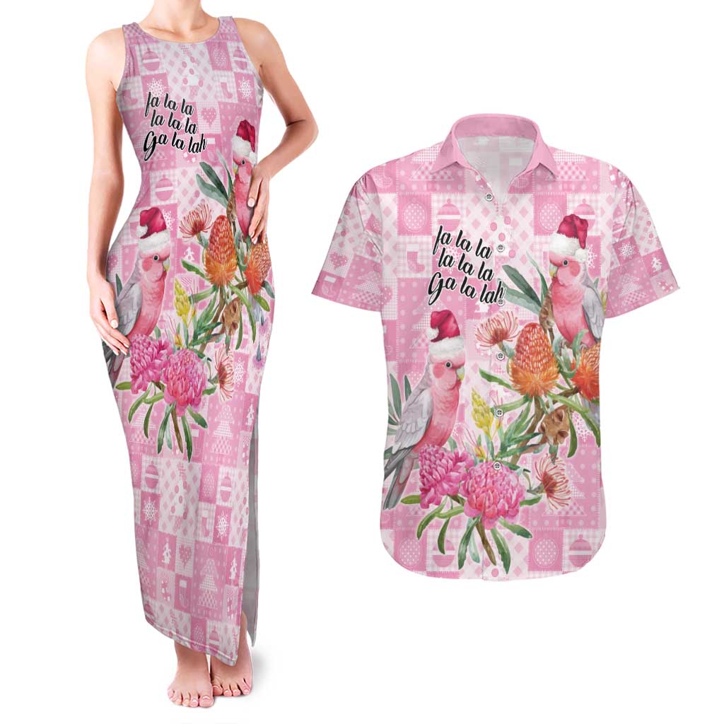 Sweet Pink Cockatoo’s Aussie Santa Couples Matching Tank Maxi Dress and Hawaiian Shirt Australia Christmas Vibes - Aussie Hoodie