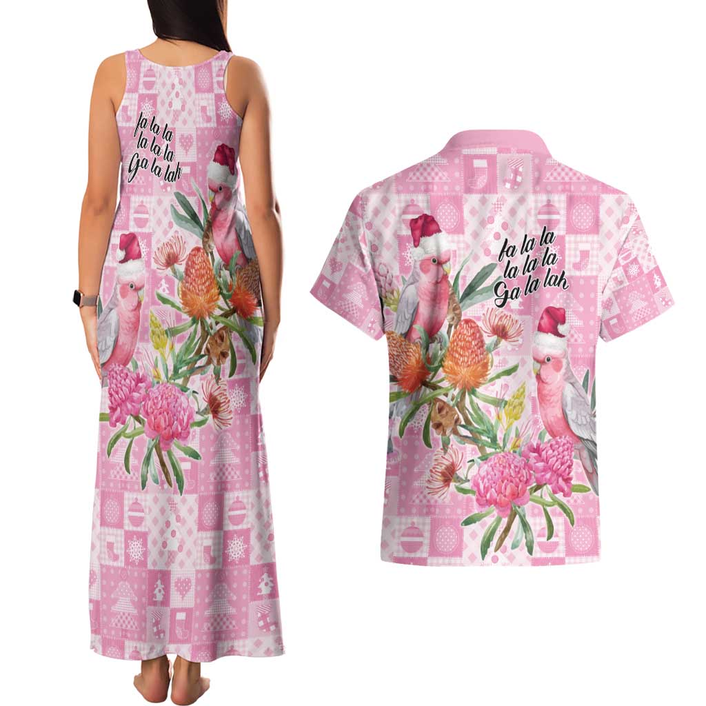 Sweet Pink Cockatoo’s Aussie Santa Couples Matching Tank Maxi Dress and Hawaiian Shirt Australia Christmas Vibes - Aussie Hoodie