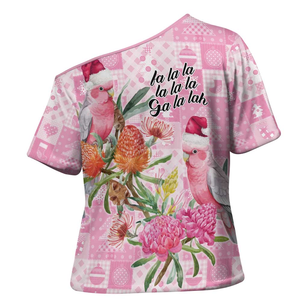 Sweet Pink Cockatoo’s Aussie Santa Cross Shoulder Shirt Australia Christmas Vibes - Aussie Hoodie