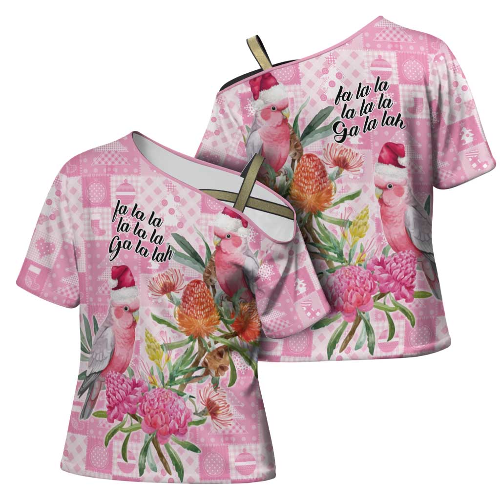 Sweet Pink Cockatoo’s Aussie Santa Cross Shoulder Shirt Australia Christmas Vibes - Aussie Hoodie