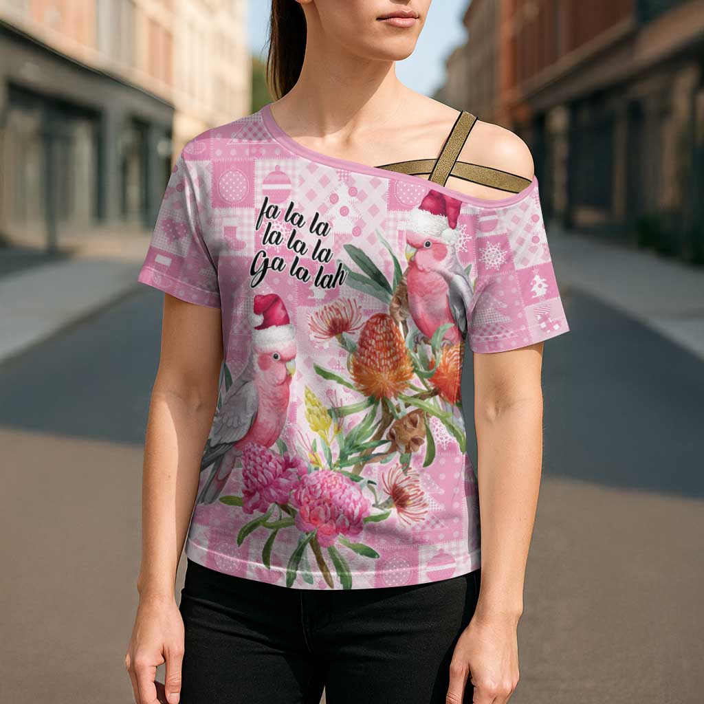 Sweet Pink Cockatoo’s Aussie Santa Cross Shoulder Shirt Australia Christmas Vibes - Aussie Hoodie