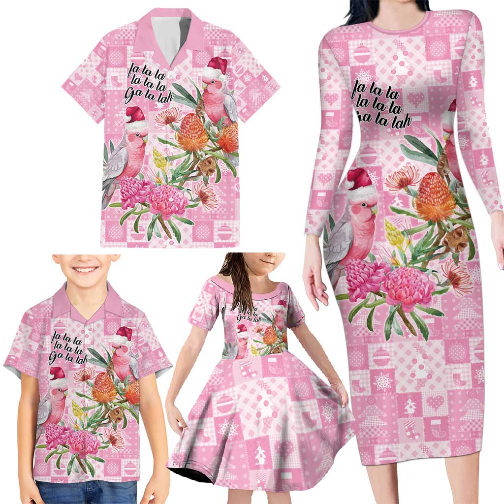 Sweet Pink Cockatoo’s Aussie Santa Family Matching Long Sleeve Bodycon Dress and Hawaiian Shirt Australia Christmas Vibes - Aussie Hoodie