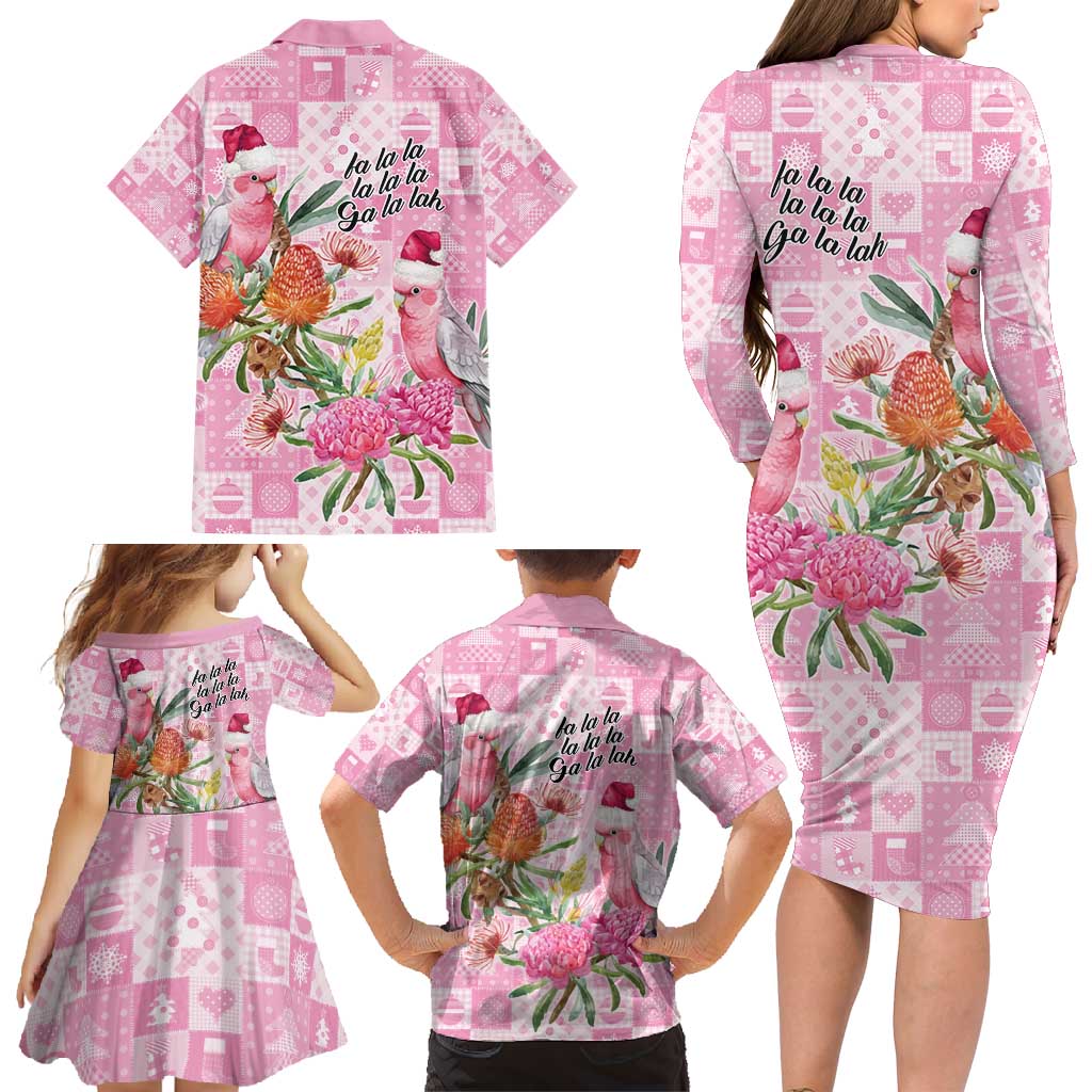Sweet Pink Cockatoo’s Aussie Santa Family Matching Long Sleeve Bodycon Dress and Hawaiian Shirt Australia Christmas Vibes - Aussie Hoodie