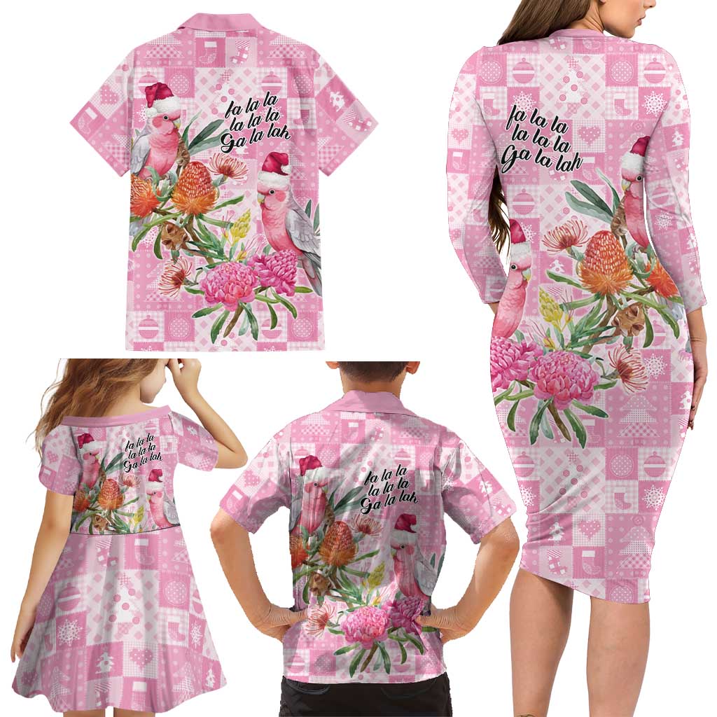 Sweet Pink Cockatoo’s Aussie Santa Family Matching Long Sleeve Bodycon Dress and Hawaiian Shirt Australia Christmas Vibes - Aussie Hoodie