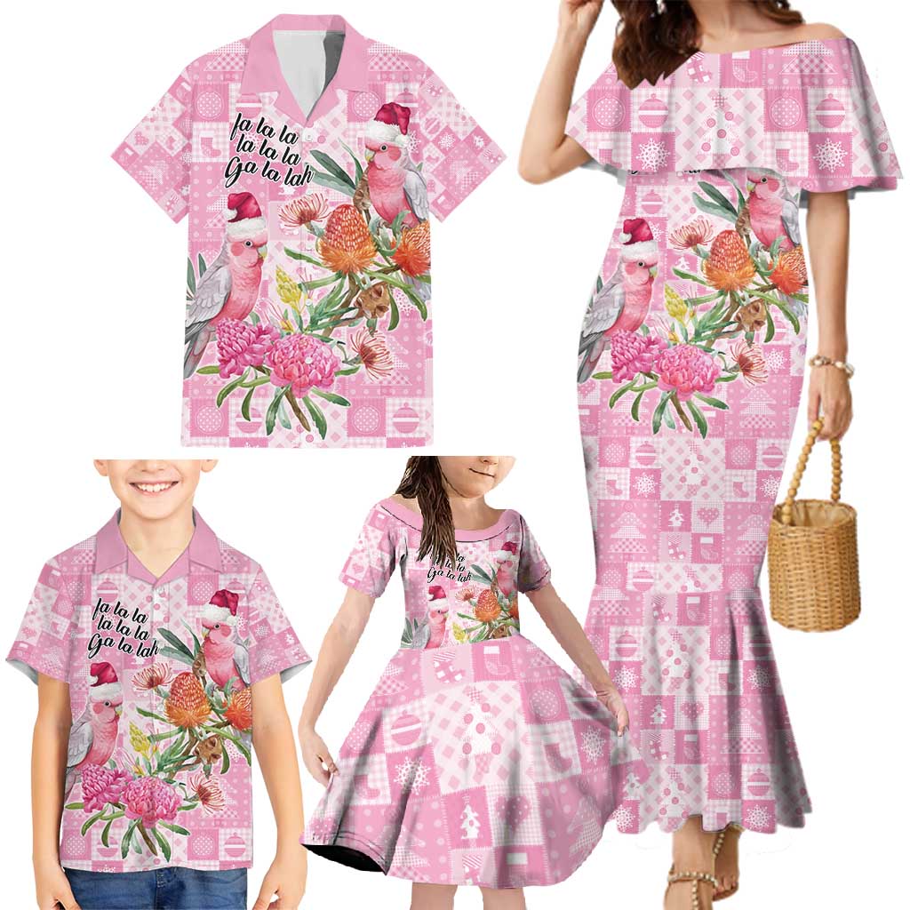 Sweet Pink Cockatoo’s Aussie Santa Family Matching Mermaid Dress and Hawaiian Shirt Australia Christmas Vibes - Aussie Hoodie