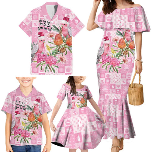 Sweet Pink Cockatoo’s Aussie Santa Family Matching Mermaid Dress and Hawaiian Shirt Australia Christmas Vibes - Aussie Hoodie
