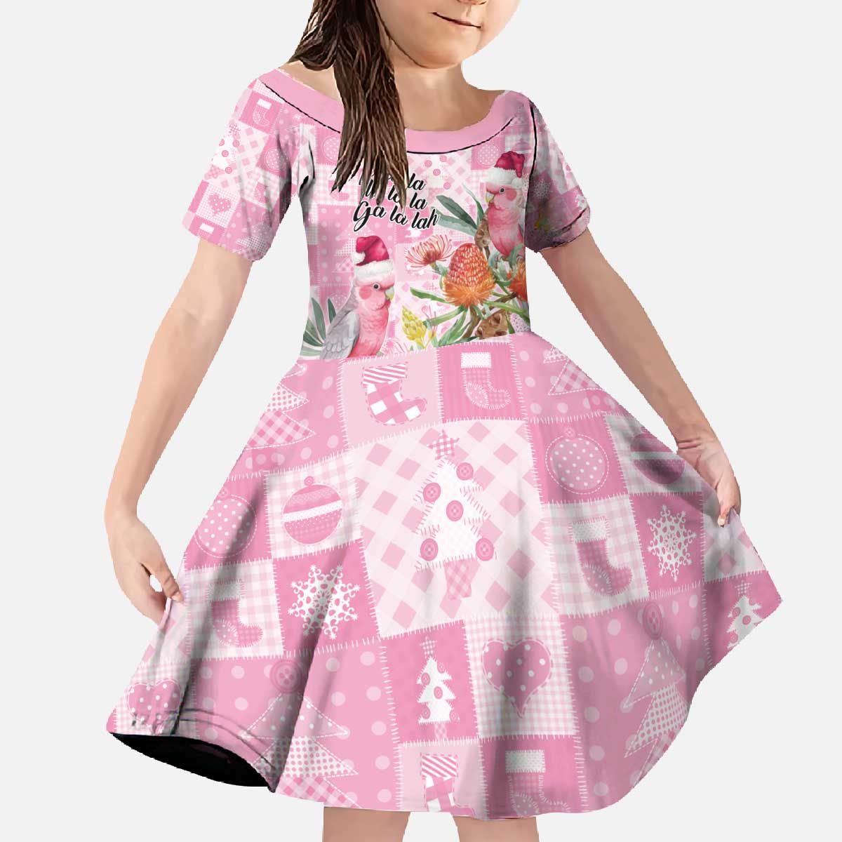 Sweet Pink Cockatoo’s Aussie Santa Family Matching Off The Shoulder Long Sleeve Dress and Hawaiian Shirt Australia Christmas Vibes - Aussie Hoodie