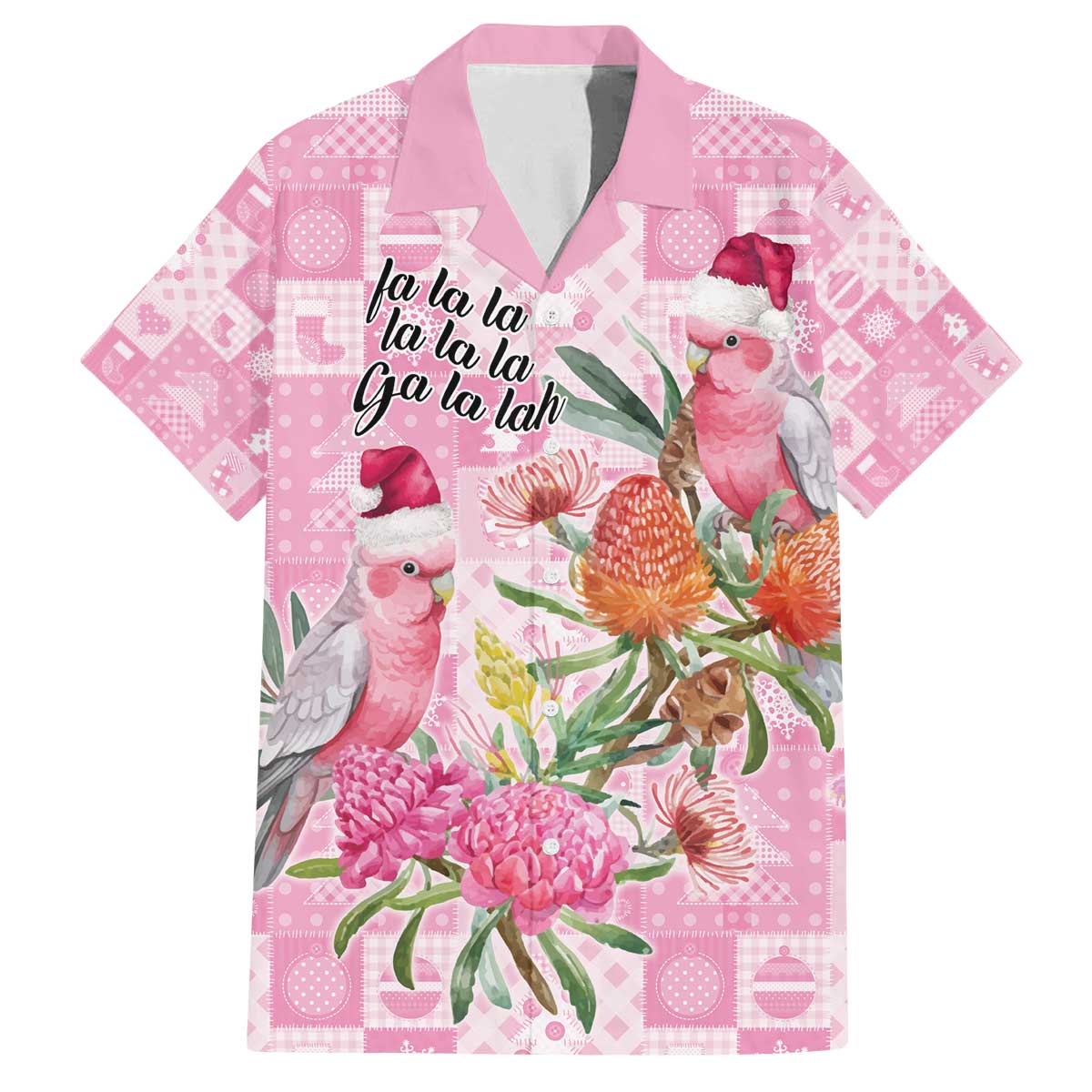 Sweet Pink Cockatoo’s Aussie Santa Family Matching Off The Shoulder Long Sleeve Dress and Hawaiian Shirt Australia Christmas Vibes - Aussie Hoodie