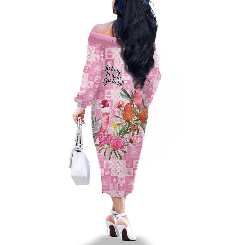 Sweet Pink Cockatoo’s Aussie Santa Family Matching Off The Shoulder Long Sleeve Dress and Hawaiian Shirt Australia Christmas Vibes - Aussie Hoodie