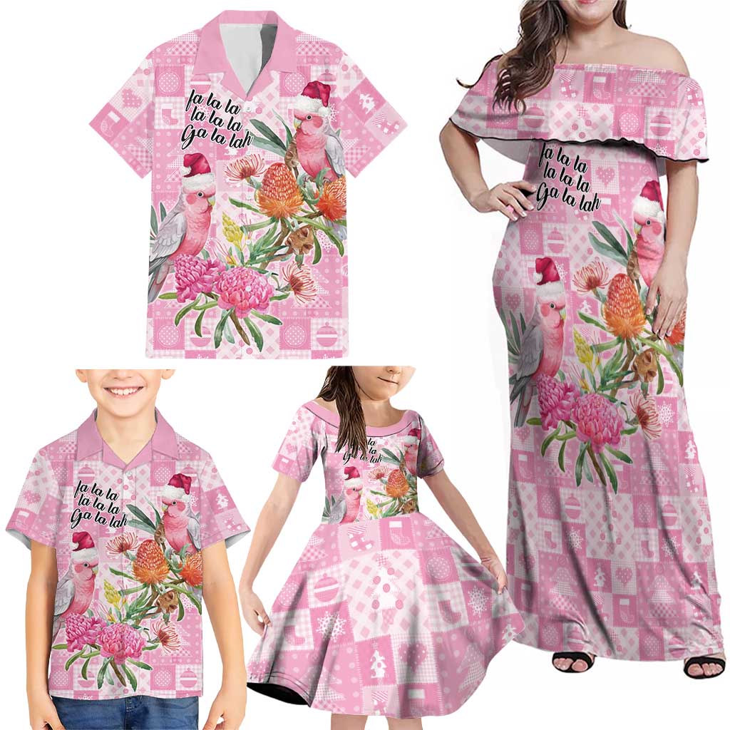 Sweet Pink Cockatoo’s Aussie Santa Family Matching Off Shoulder Maxi Dress and Hawaiian Shirt Australia Christmas Vibes - Aussie Hoodie