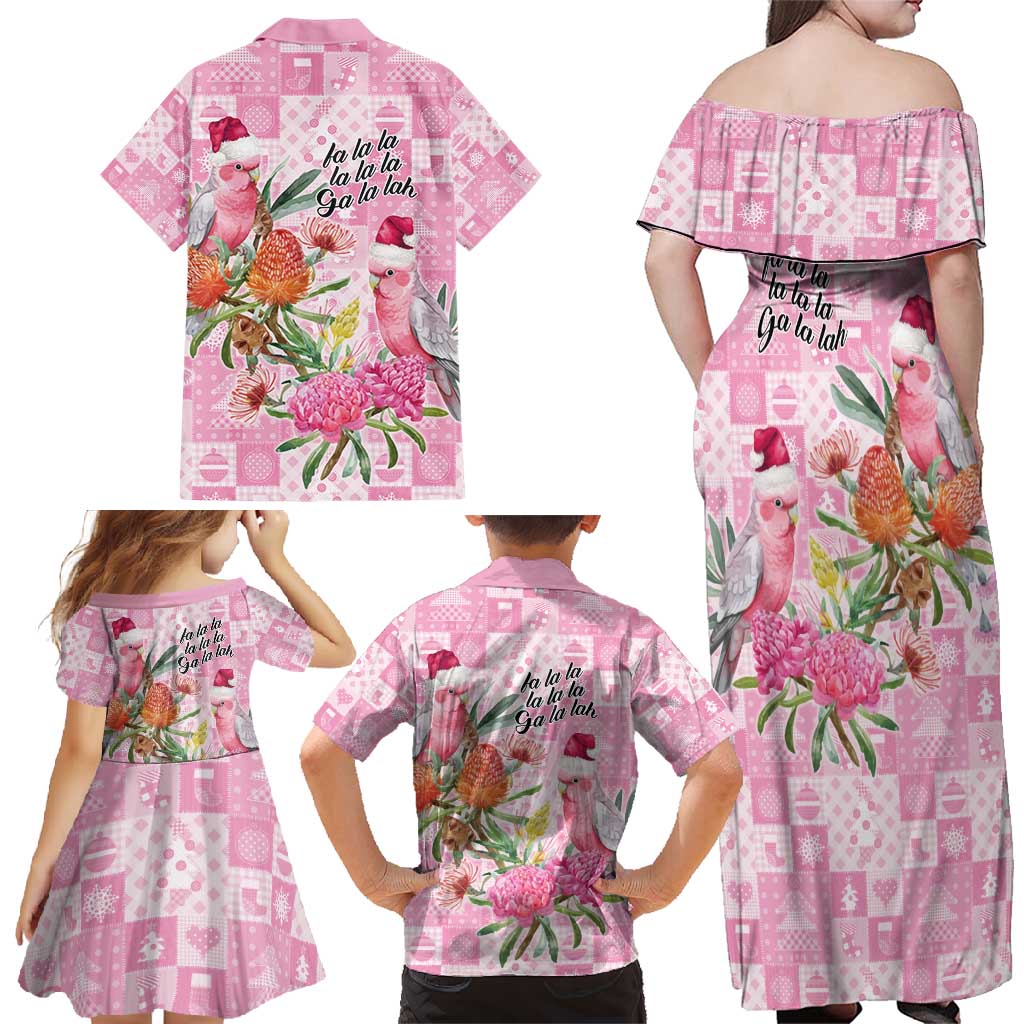 Sweet Pink Cockatoo’s Aussie Santa Family Matching Off Shoulder Maxi Dress and Hawaiian Shirt Australia Christmas Vibes - Aussie Hoodie