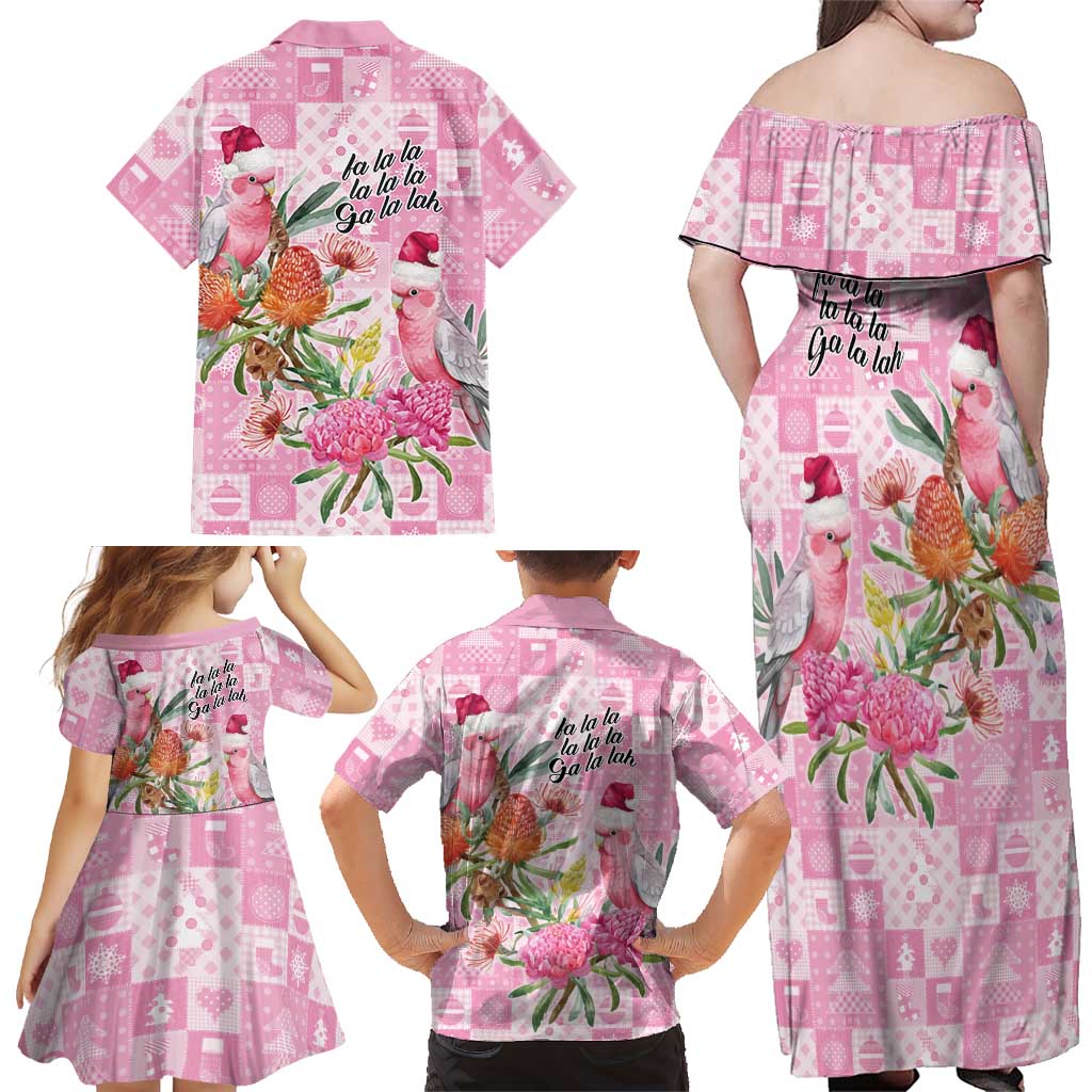 Sweet Pink Cockatoo’s Aussie Santa Family Matching Off Shoulder Maxi Dress and Hawaiian Shirt Australia Christmas Vibes - Aussie Hoodie