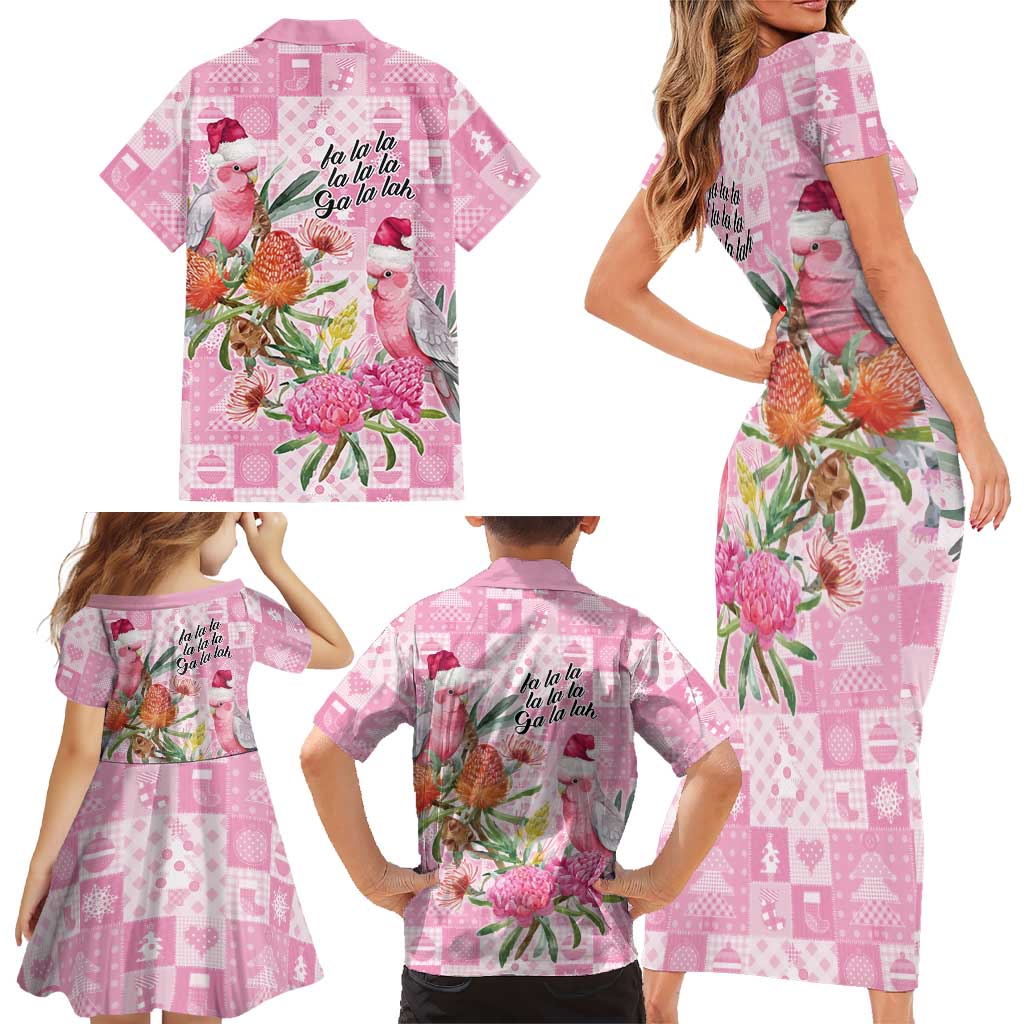 Sweet Pink Cockatoo’s Aussie Santa Family Matching Short Sleeve Bodycon Dress and Hawaiian Shirt Australia Christmas Vibes - Aussie Hoodie