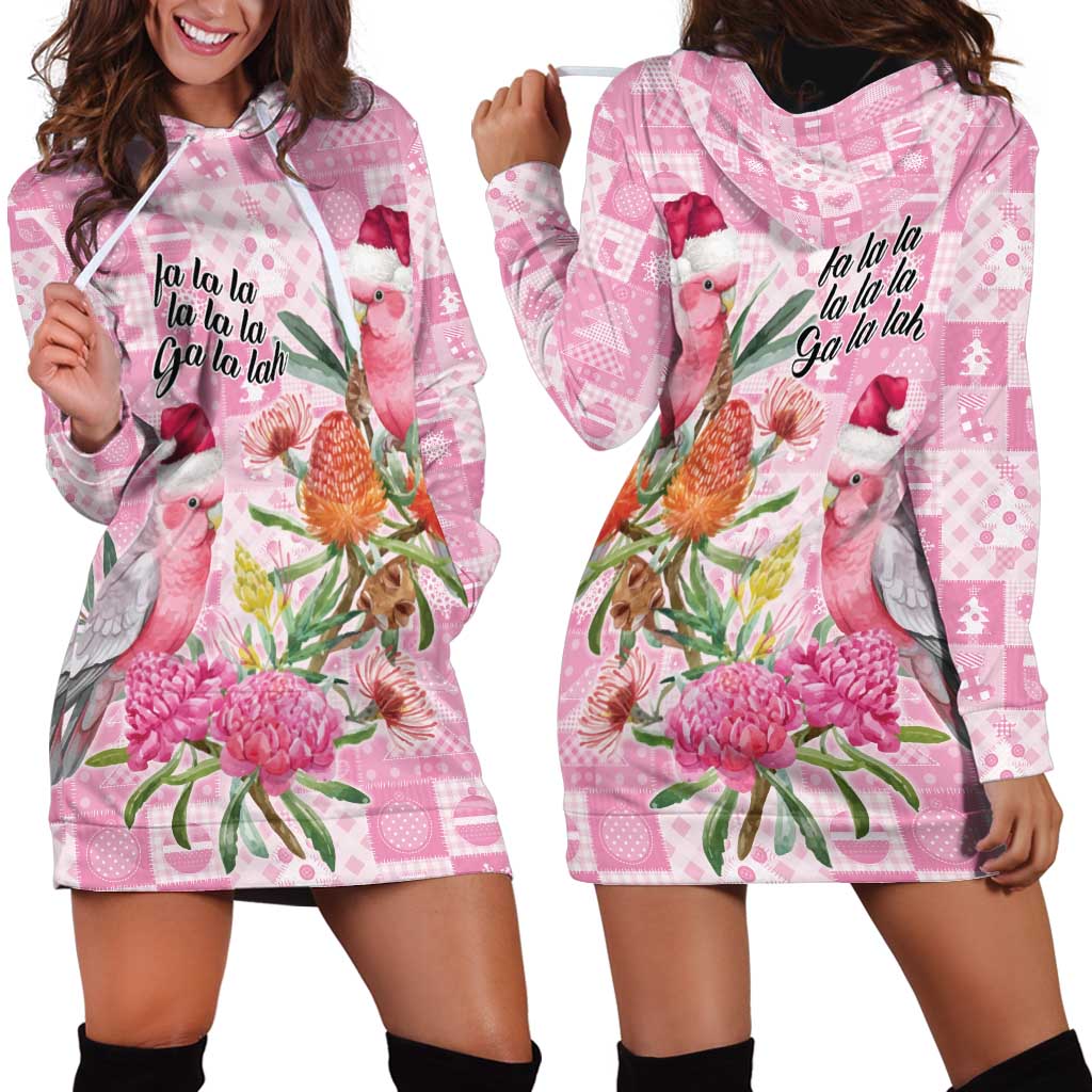 Sweet Pink Cockatoo’s Aussie Santa Hoodie Dress Australia Christmas Vibes - Aussie Hoodie