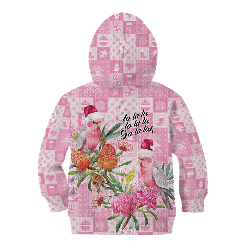 Sweet Pink Cockatoo’s Aussie Santa Kid Hoodie Australia Christmas Vibes - Aussie Hoodie