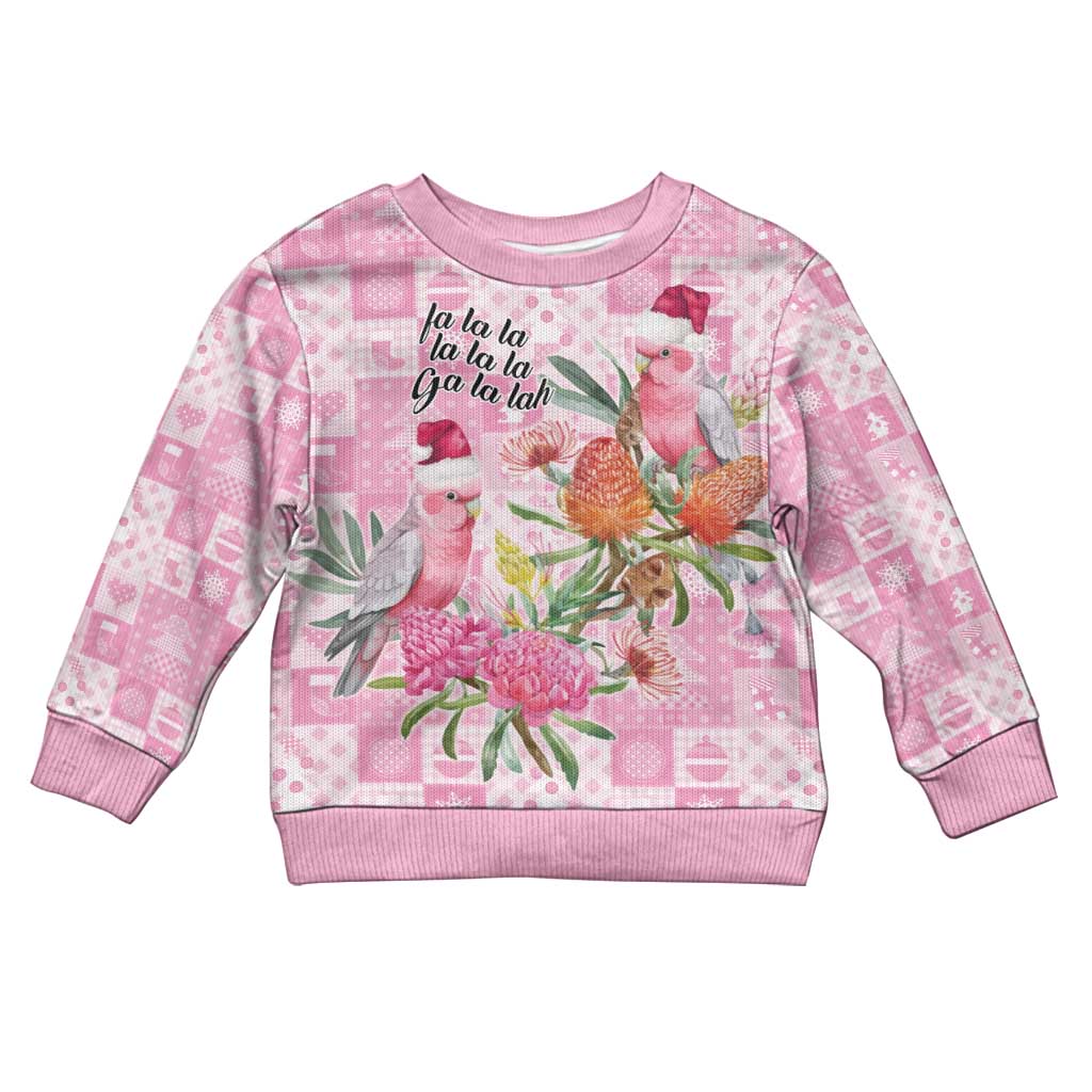 Sweet Pink Cockatoo’s Aussie Santa Kid Ugly Christmas Sweater Australia Christmas Vibes - Aussie Hoodie