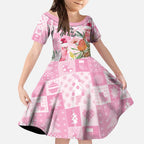 Sweet Pink Cockatoo’s Aussie Santa Kid Short Sleeve Dress Australia Christmas Vibes - Aussie Hoodie