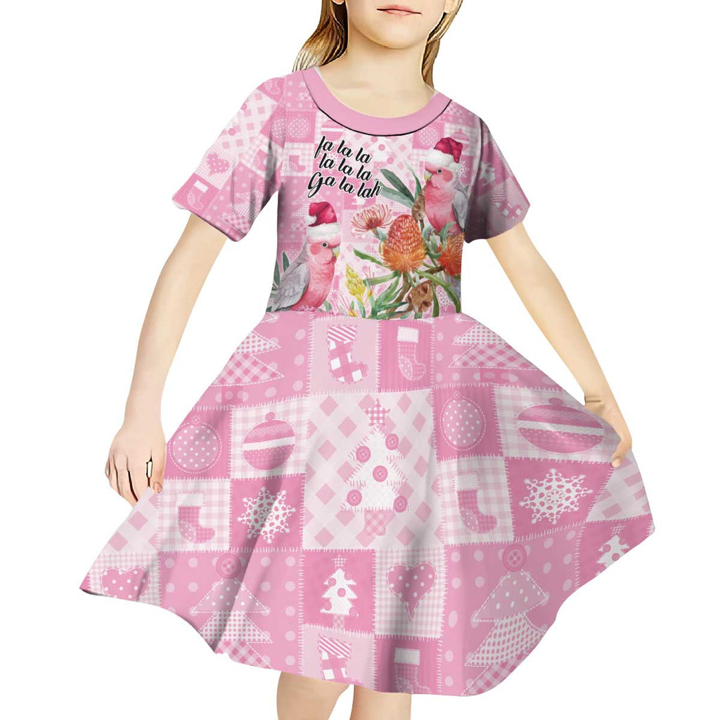 Sweet Pink Cockatoo’s Aussie Santa Kid Short Sleeve Dress Australia Christmas Vibes - Aussie Hoodie
