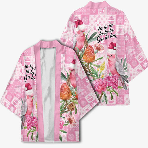 Sweet Pink Cockatoo’s Aussie Santa Kimono Australia Christmas Vibes - Aussie Hoodie