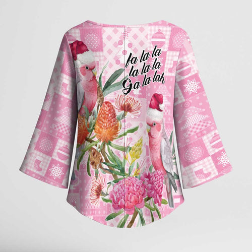 Sweet Pink Cockatoo’s Aussie Santa Kimono Sleeve Blouse Australia Christmas Vibes - Aussie Hoodie