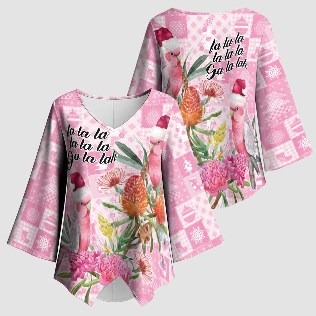 Sweet Pink Cockatoo’s Aussie Santa Kimono Sleeve Blouse Australia Christmas Vibes - Aussie Hoodie