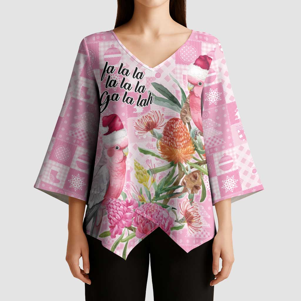 Sweet Pink Cockatoo’s Aussie Santa Kimono Sleeve Blouse Australia Christmas Vibes - Aussie Hoodie