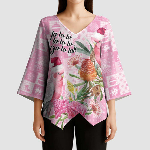 Sweet Pink Cockatoo’s Aussie Santa Kimono Sleeve Blouse Australia Christmas Vibes - Aussie Hoodie