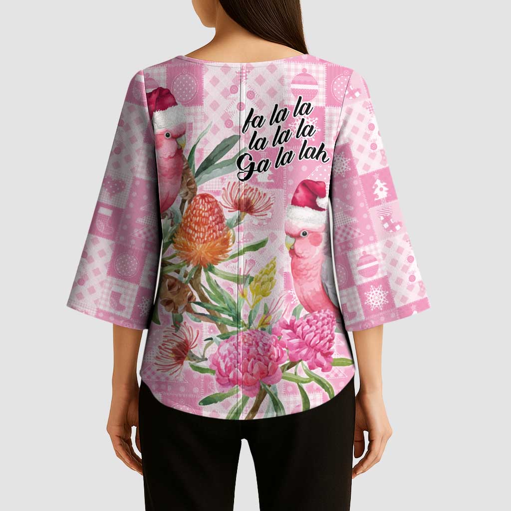 Sweet Pink Cockatoo’s Aussie Santa Kimono Sleeve Blouse Australia Christmas Vibes - Aussie Hoodie