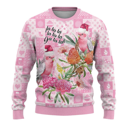 Sweet Pink Cockatoo’s Aussie Santa Ugly Christmas Sweater Australia Christmas Vibes - Aussie Hoodie
